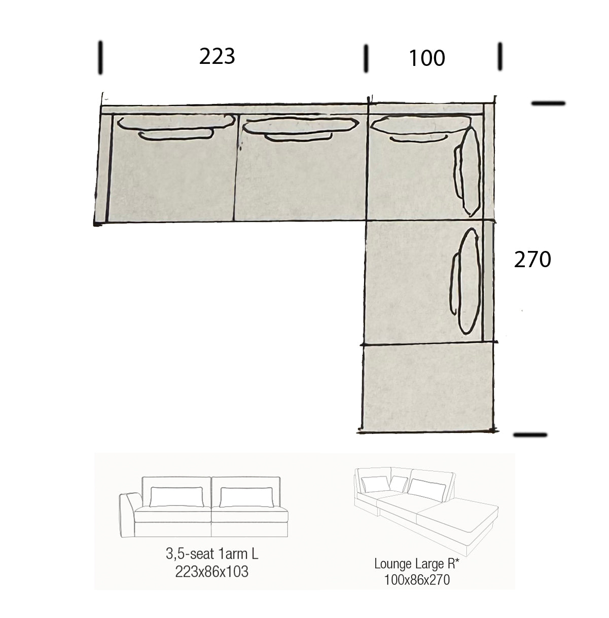 Corner sofa Adino